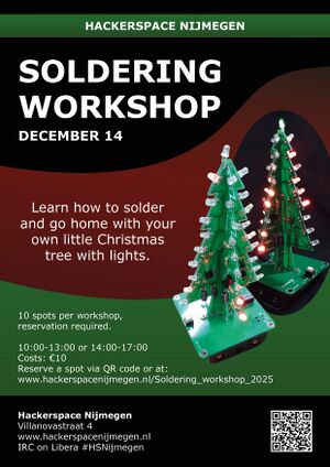 Poster for the soldering workshop on December 14. All info on the poster is on the event page.